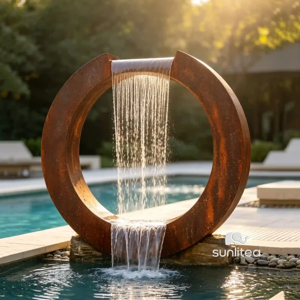 Ring Shaped Corten Steel Fountain
