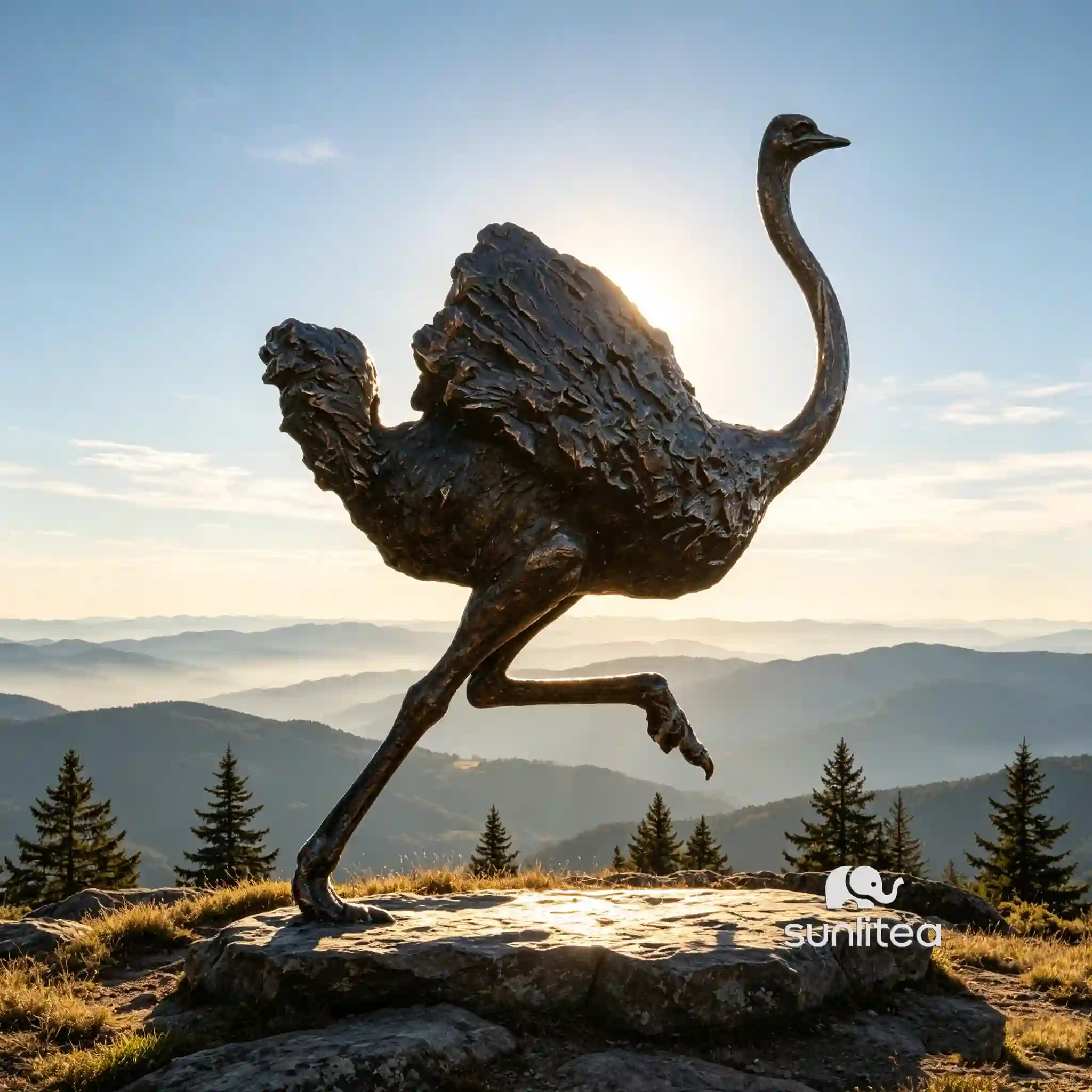 Running Life Size Ostrich Statue