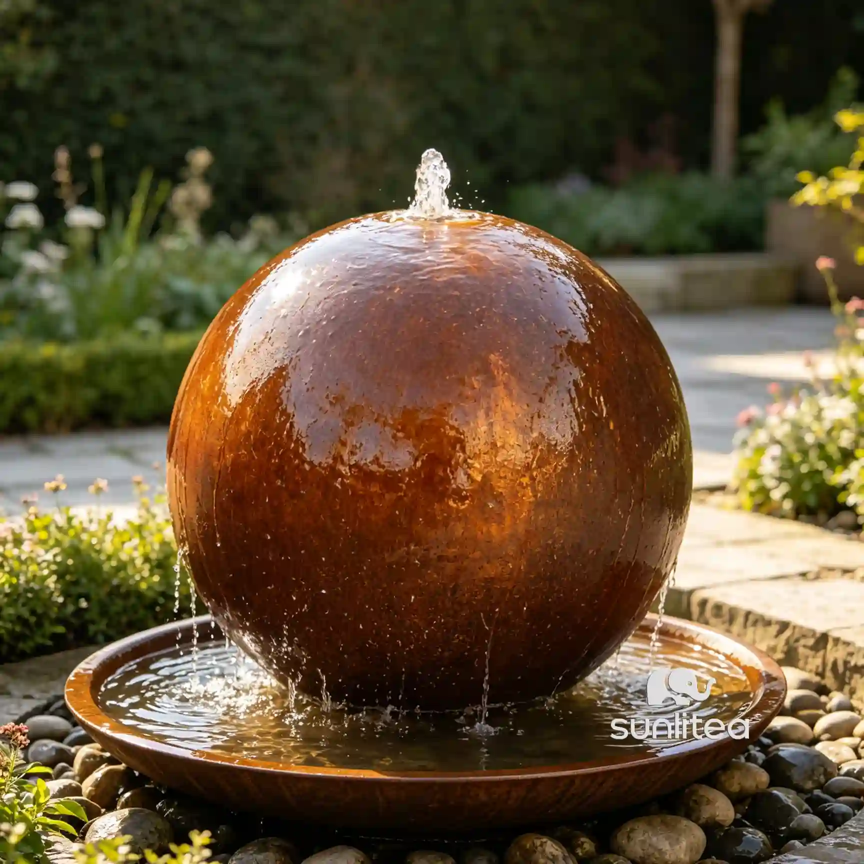 Spherical Corten Steel Fountain