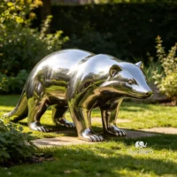 Stainless Steel Badger Garden Statue