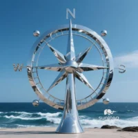 Stainless Steel Compass Sculpture