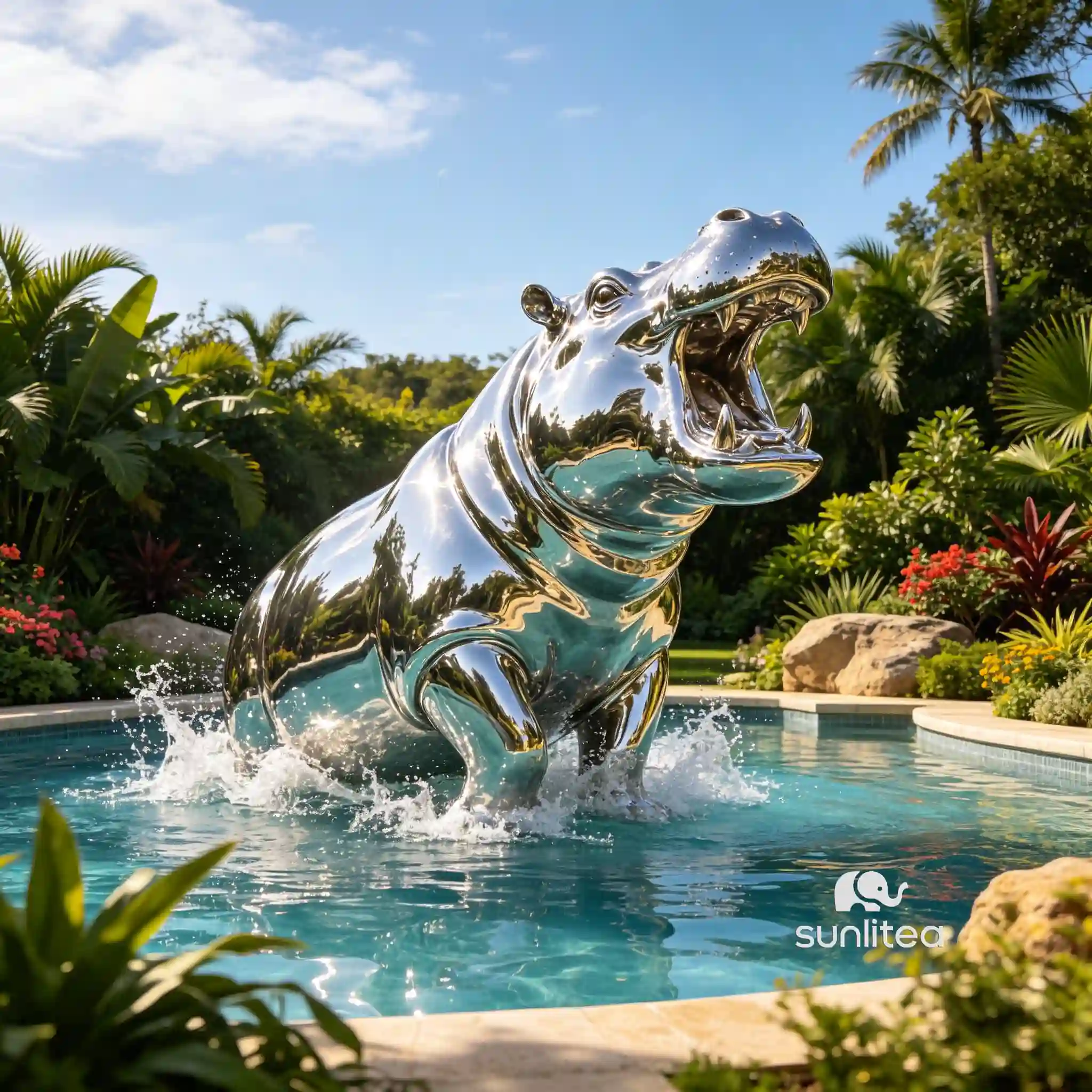 Stainless Steel Hippo Statue
