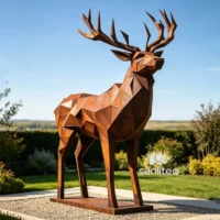 Weathering Steel Deer Sculpture