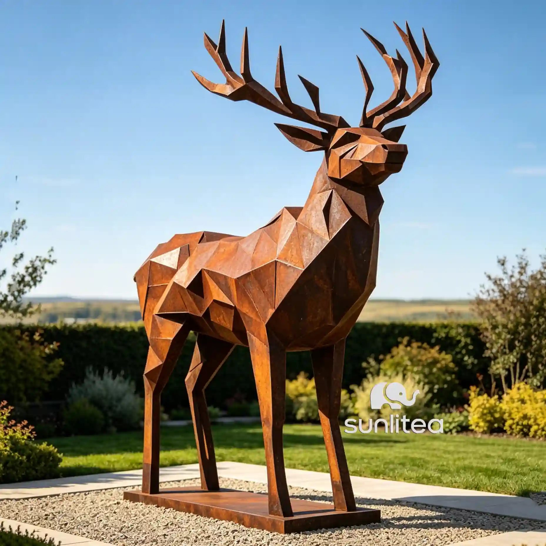 Weathering Steel Deer Sculpture
