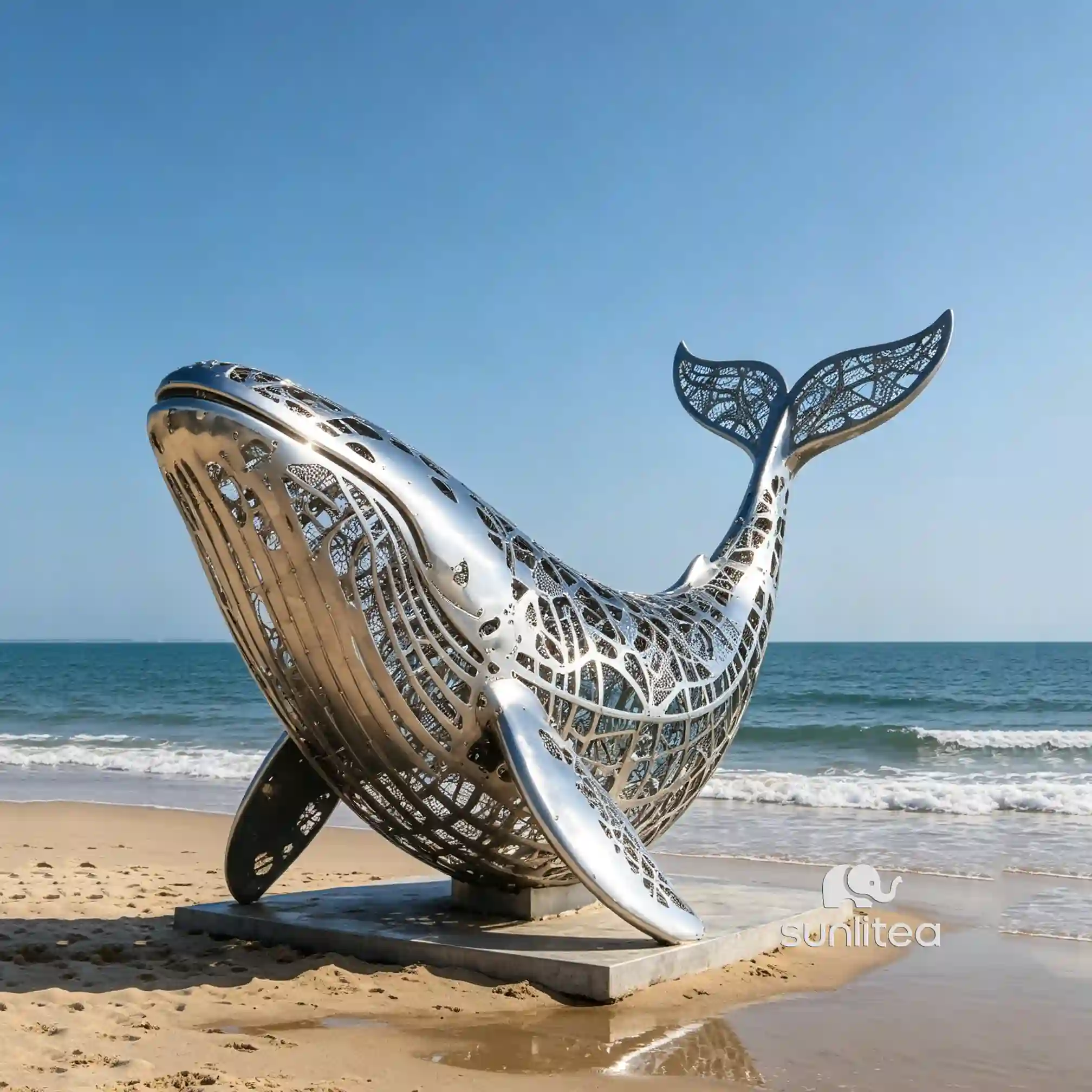 Wire Stainless Steel Whale Sculpture