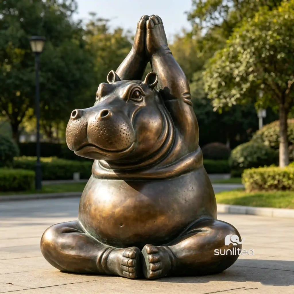 Yoga Hippo Statue
