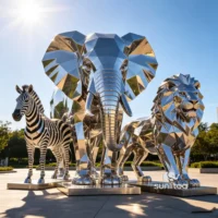 Elephant Zebra Lion Statue