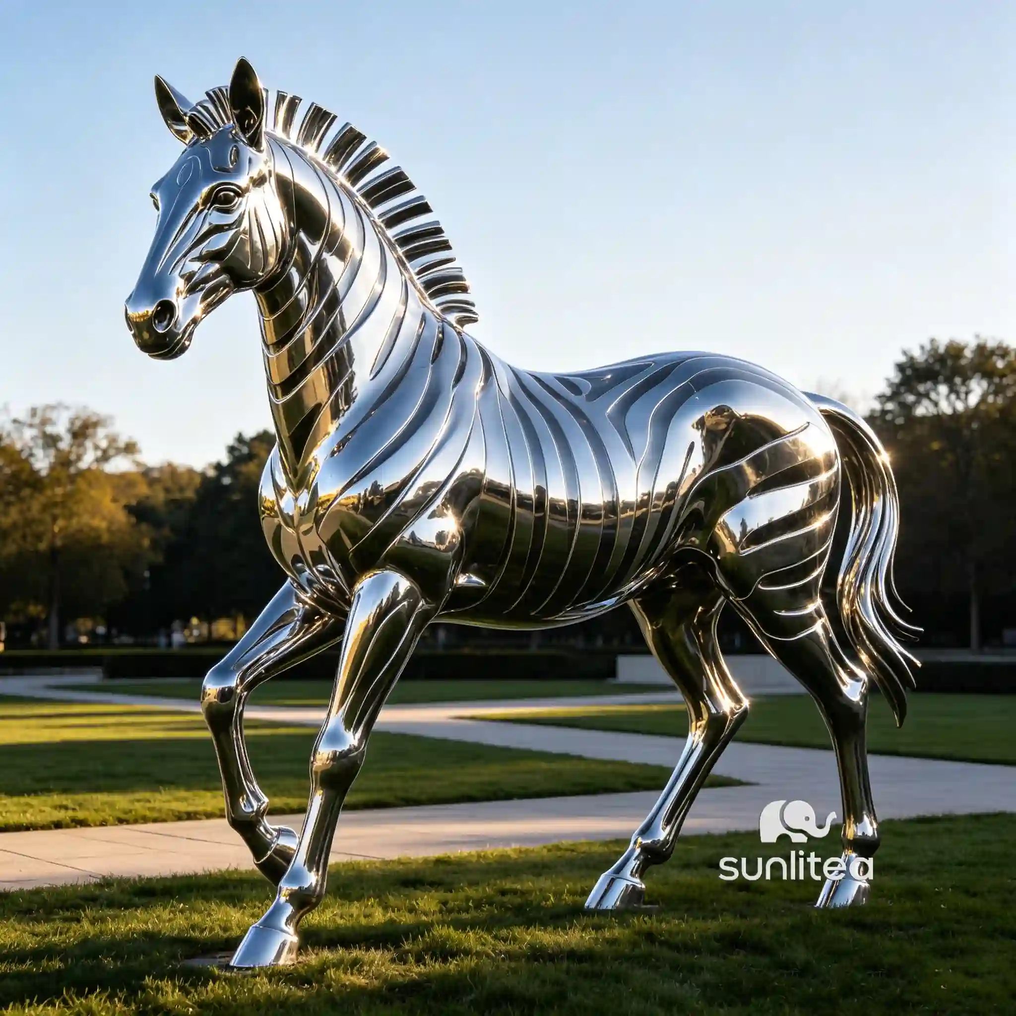 metal zebra statue