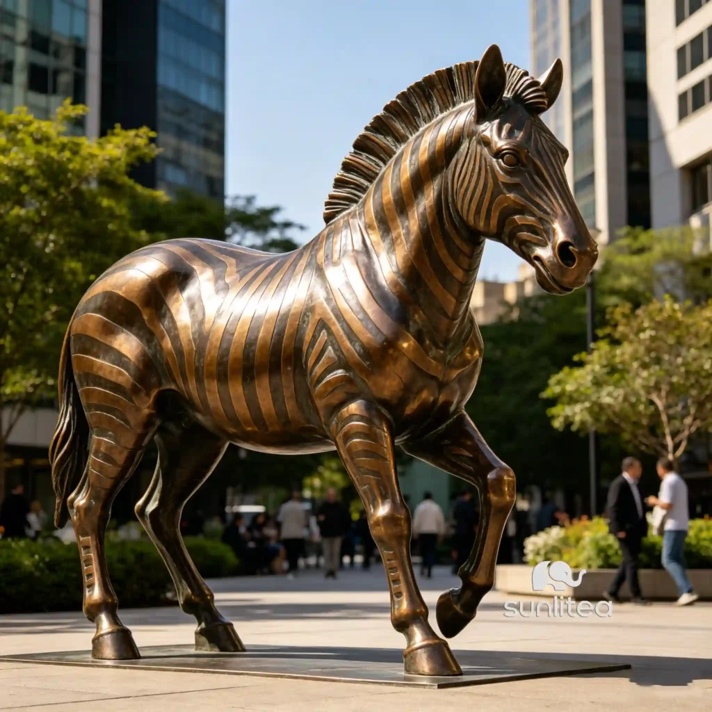 outdoor zebra statue