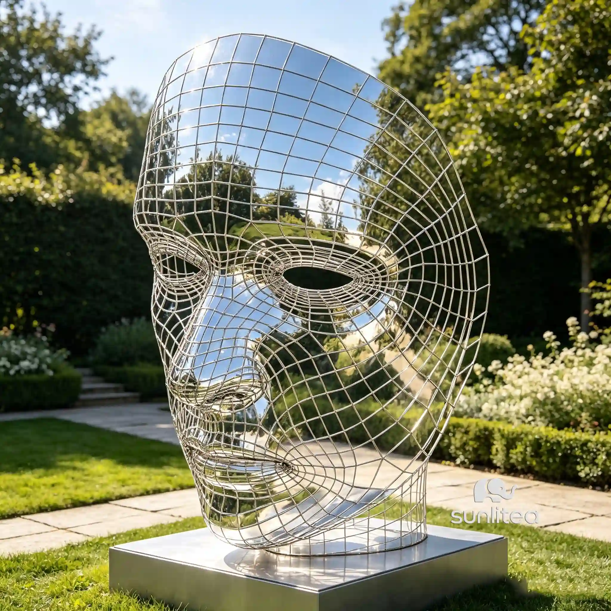 Abstract 3d Wire Face Art Sculpture