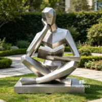 Abstract Reading Woman Figure Sculpture