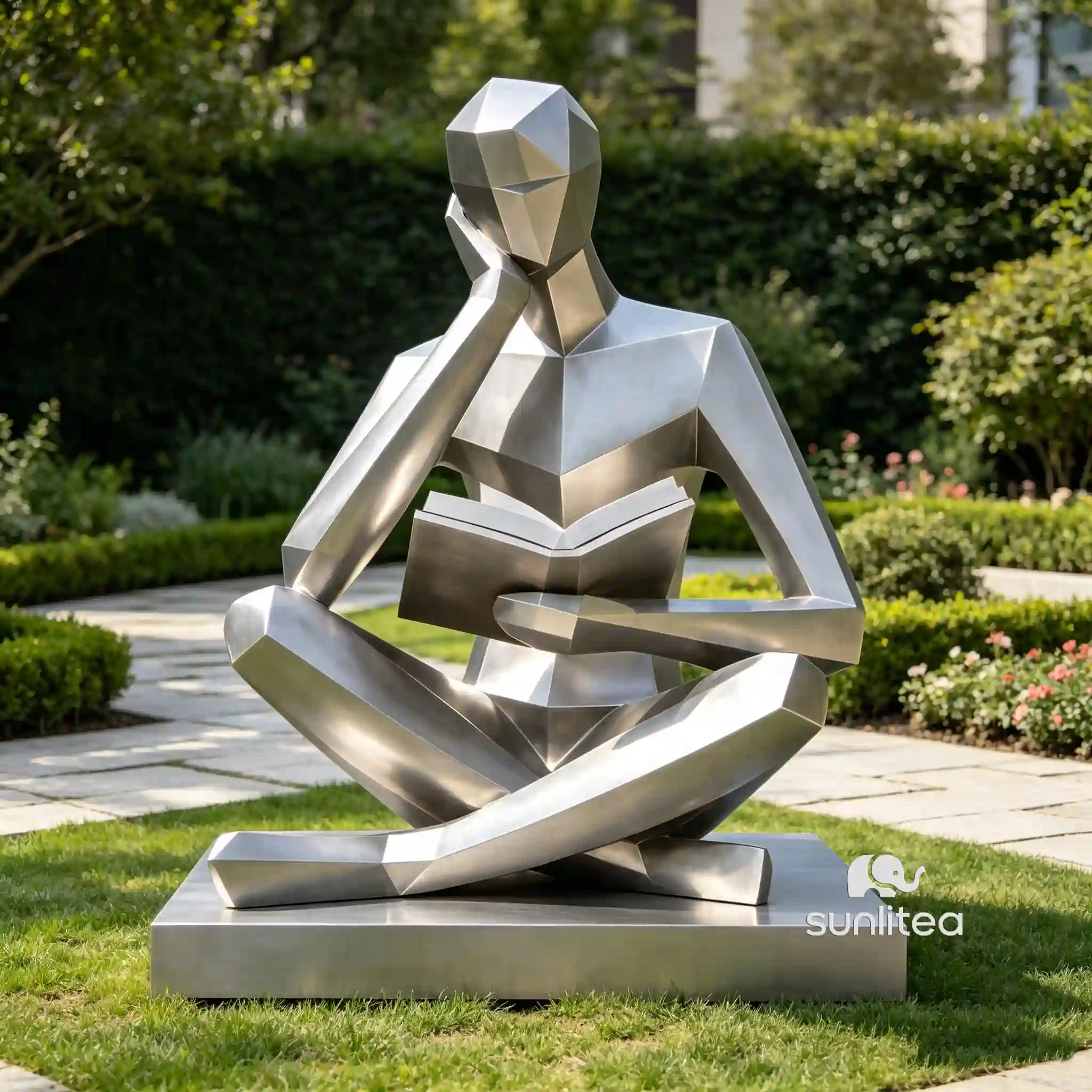 Abstract Reading Woman Figure Sculpture