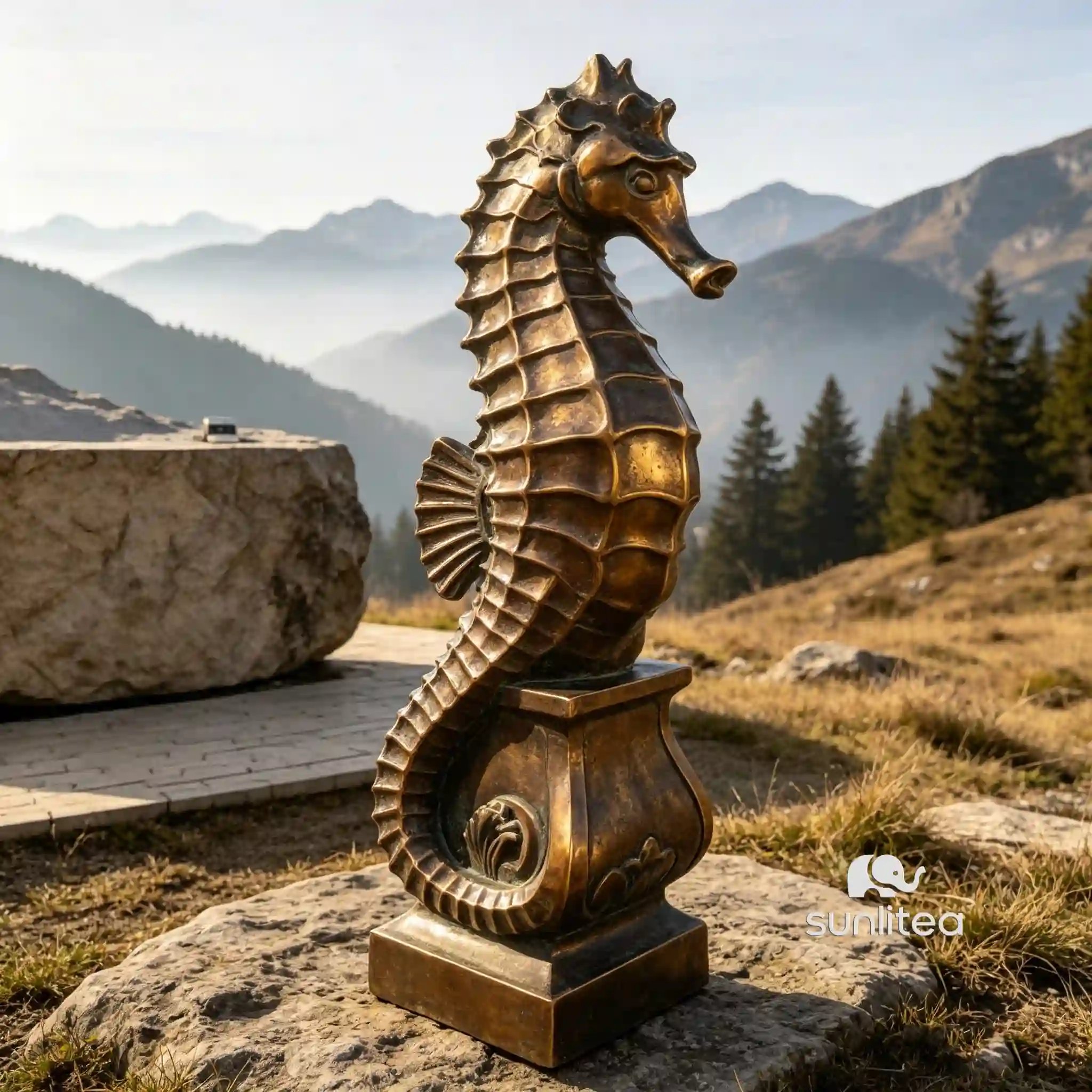 Brass Seahorse Sculpture