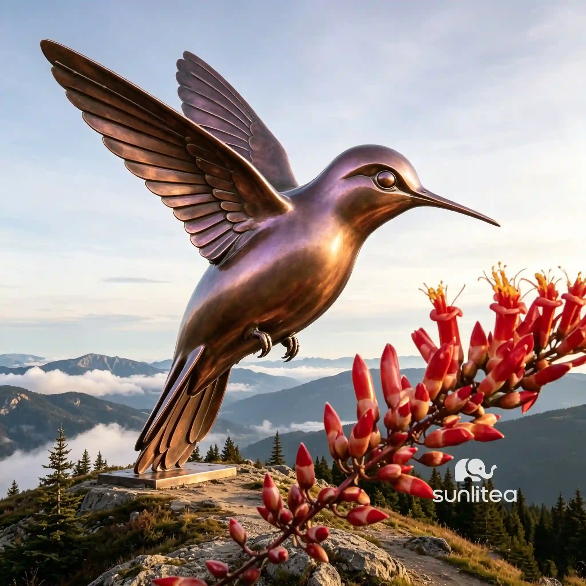 Bronze Hummingbird Sculpture