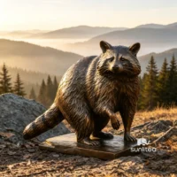 Bronze Raccoon Sculpture