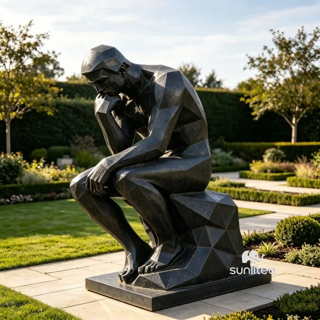 Cast Iron Abstract Thinker Statue