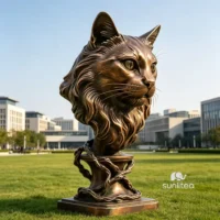 Cat Head Sculpture