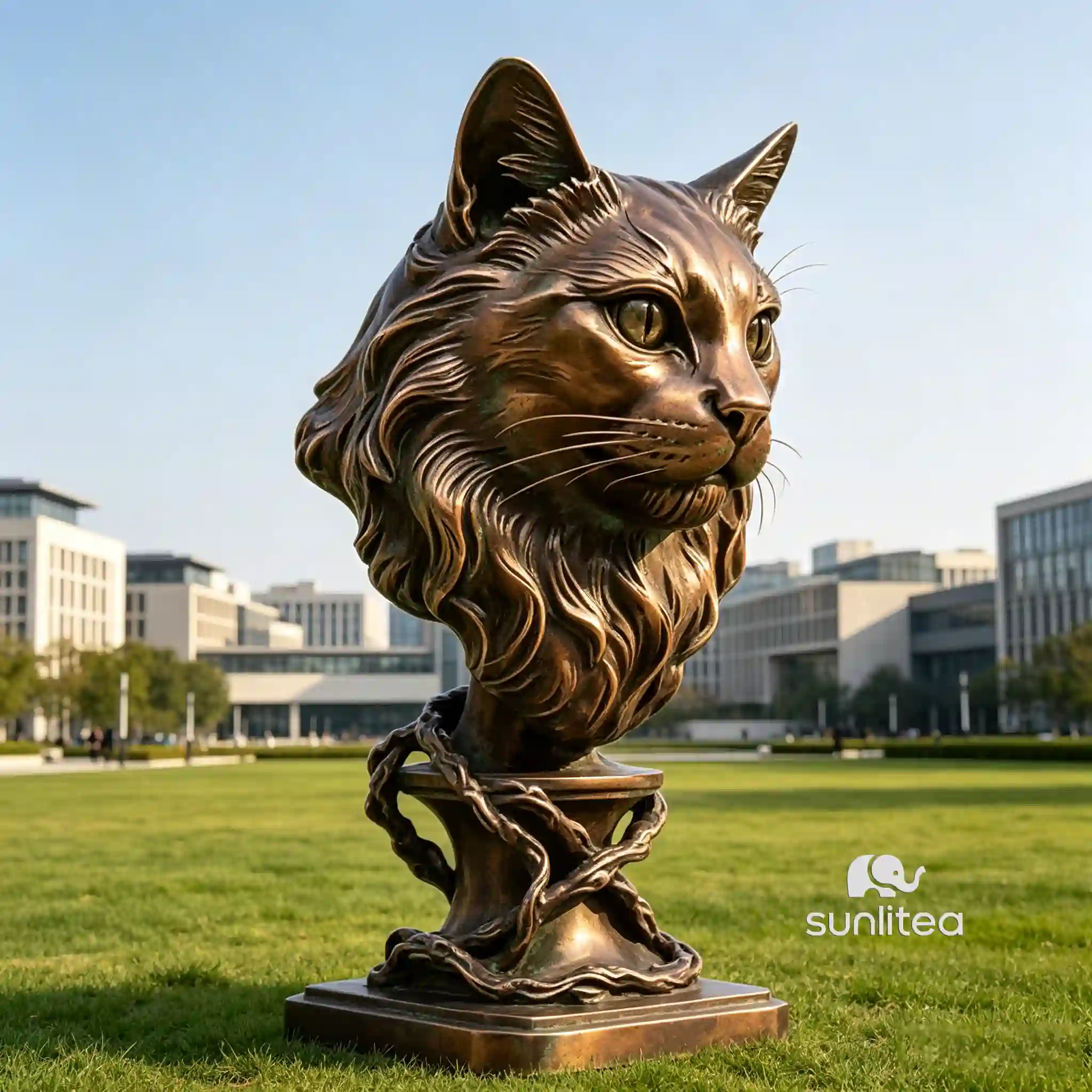 Cat Head Sculpture