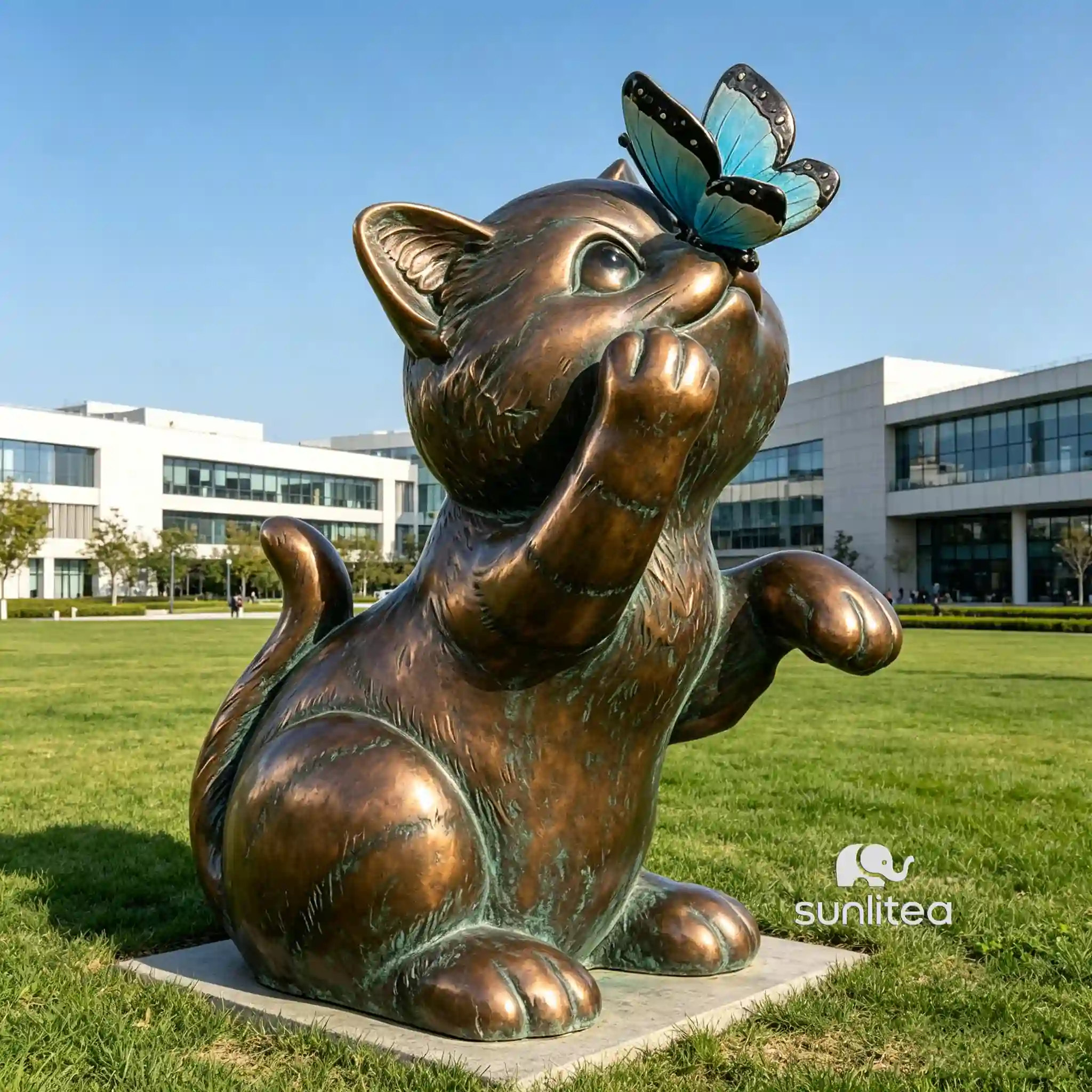 Cat Statue With Butterfly On Nose
