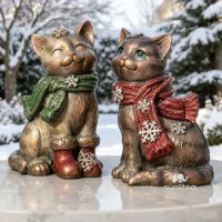 Christmas Cat Statue