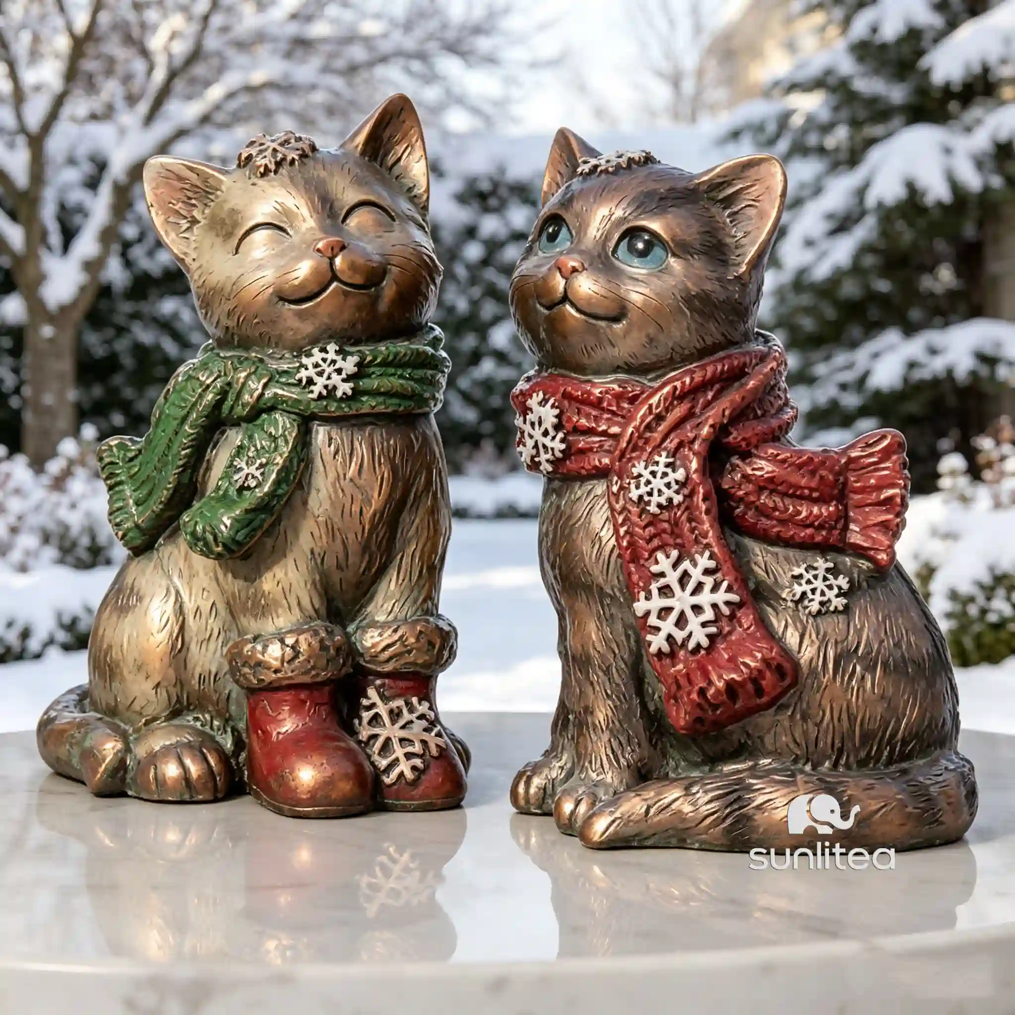 Christmas Cat Statue