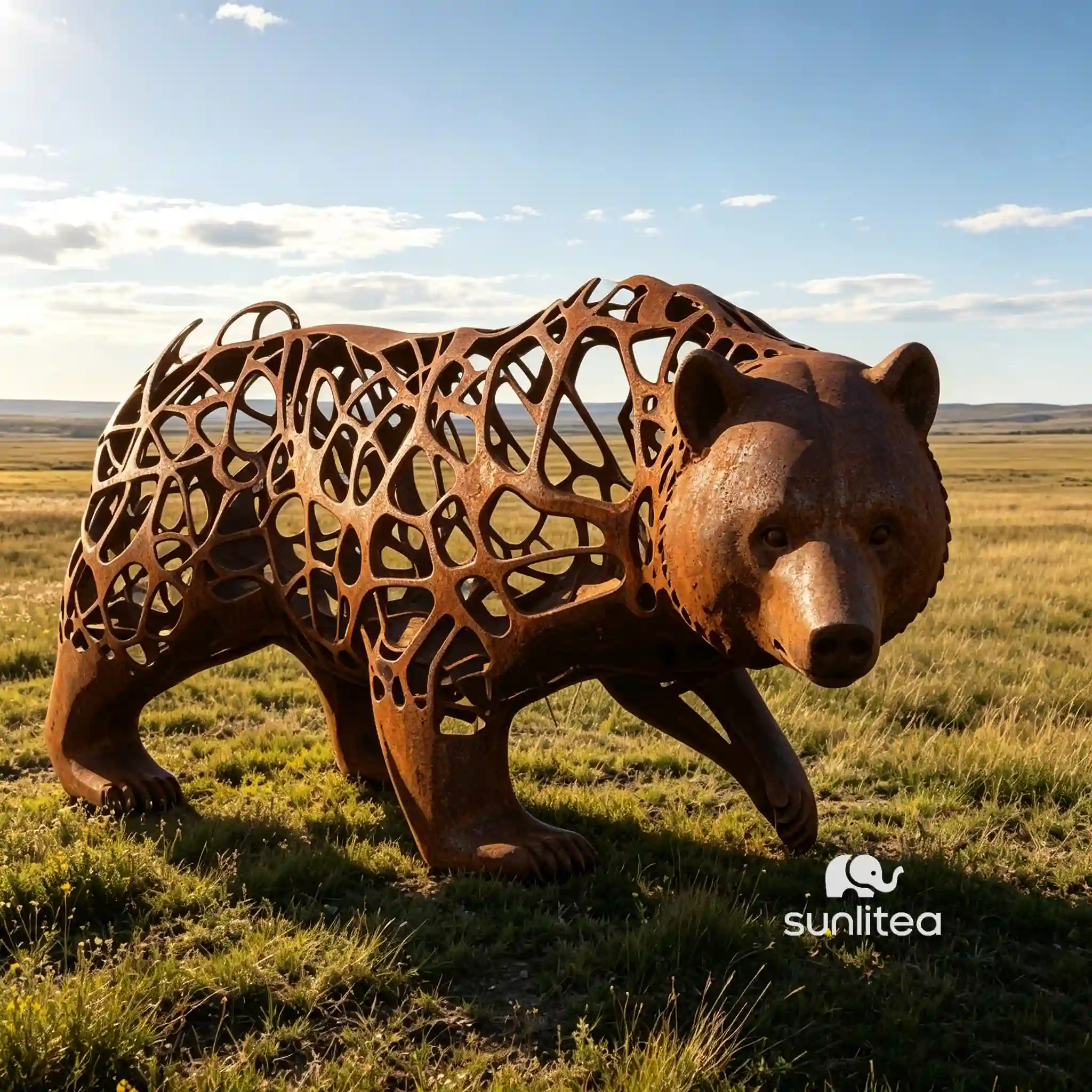 Corten Steel Abstract Bear Sculpture