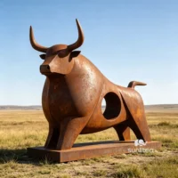 Corten Steel Abstract Bull Sculpture