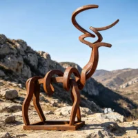 Corten Steel Abstract Deer Sculpture