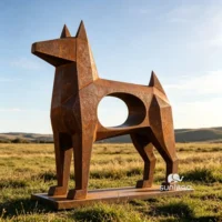 Corten Steel Abstract Dog Sculpture