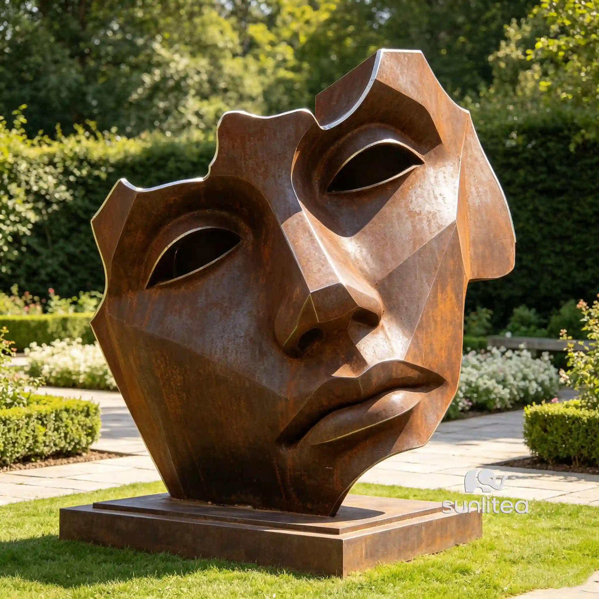 Corten Steel Abstract Face Fragment Sculpture