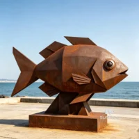 Corten Steel Abstract Fish Sculpture