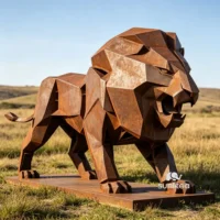 Corten Steel Abstract Lion Sculpture