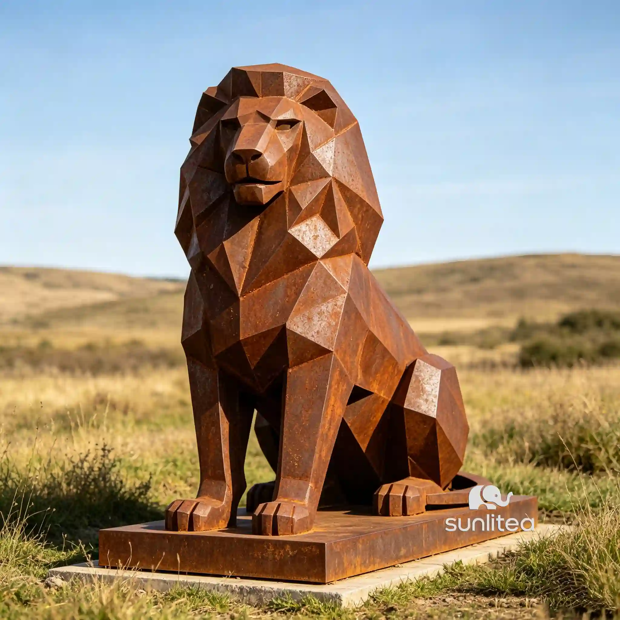 Corten Steel Abstract Lion Statue