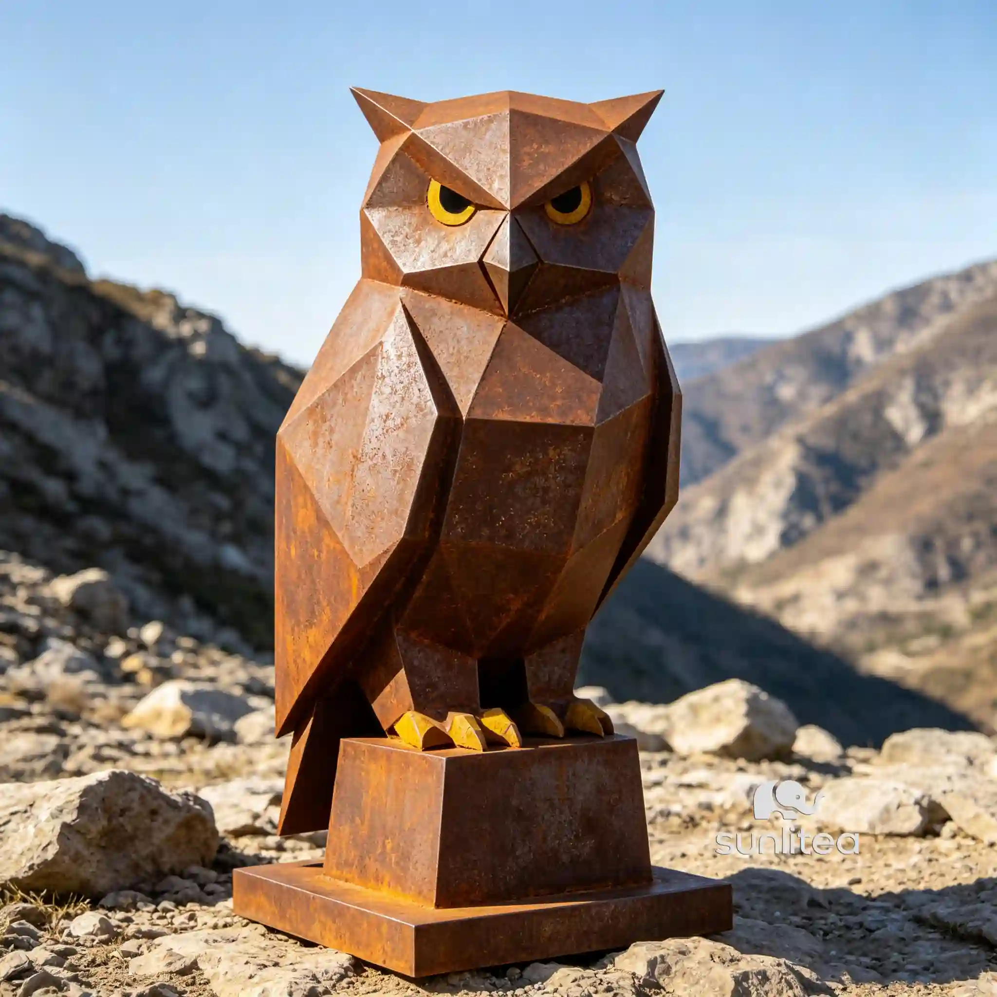 Corten Steel Abstract Owl Sculpture