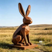 Corten Steel Abstract Rabbit Sculpture