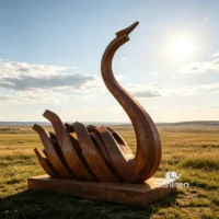 Corten Steel Abstract Swan Sculpture