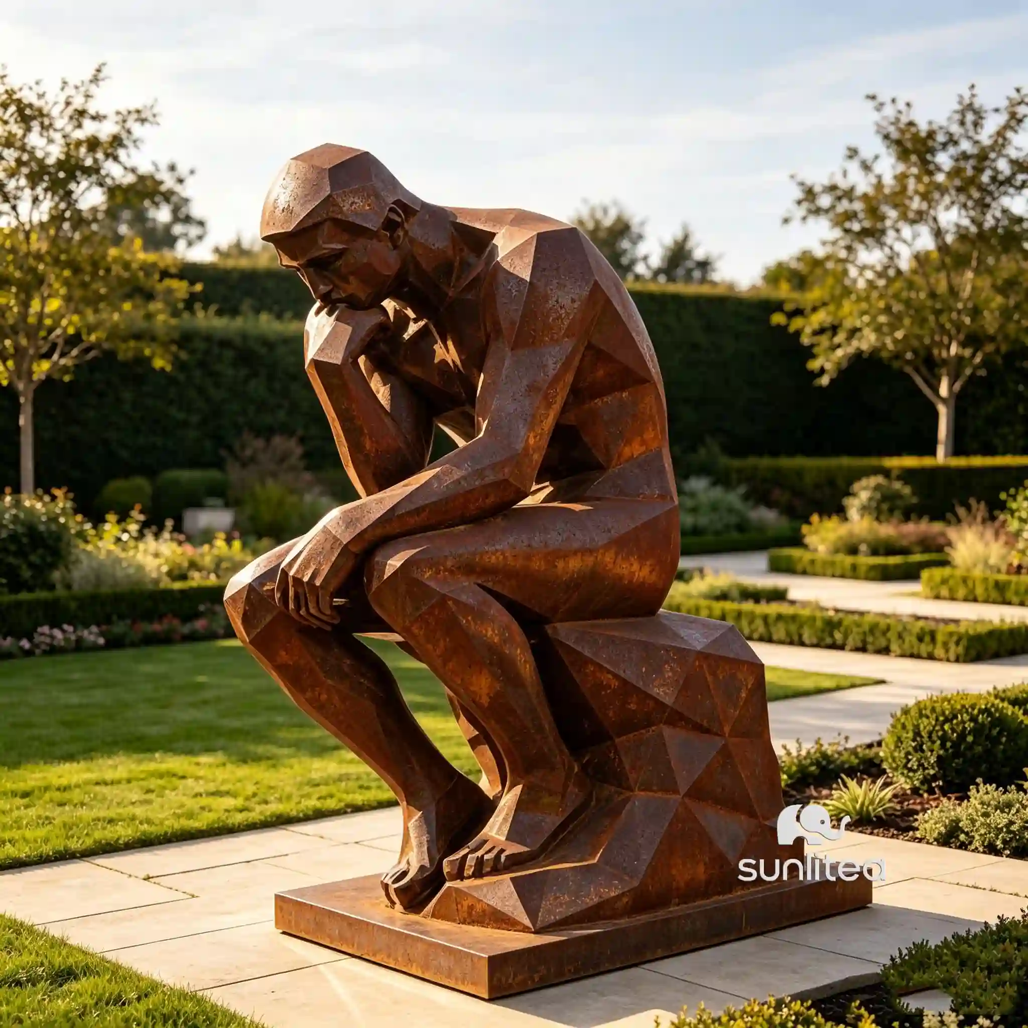 Corten Steel Abstract Thinker Sculpture