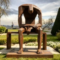 Corten Steel Abstract Thinker Statue