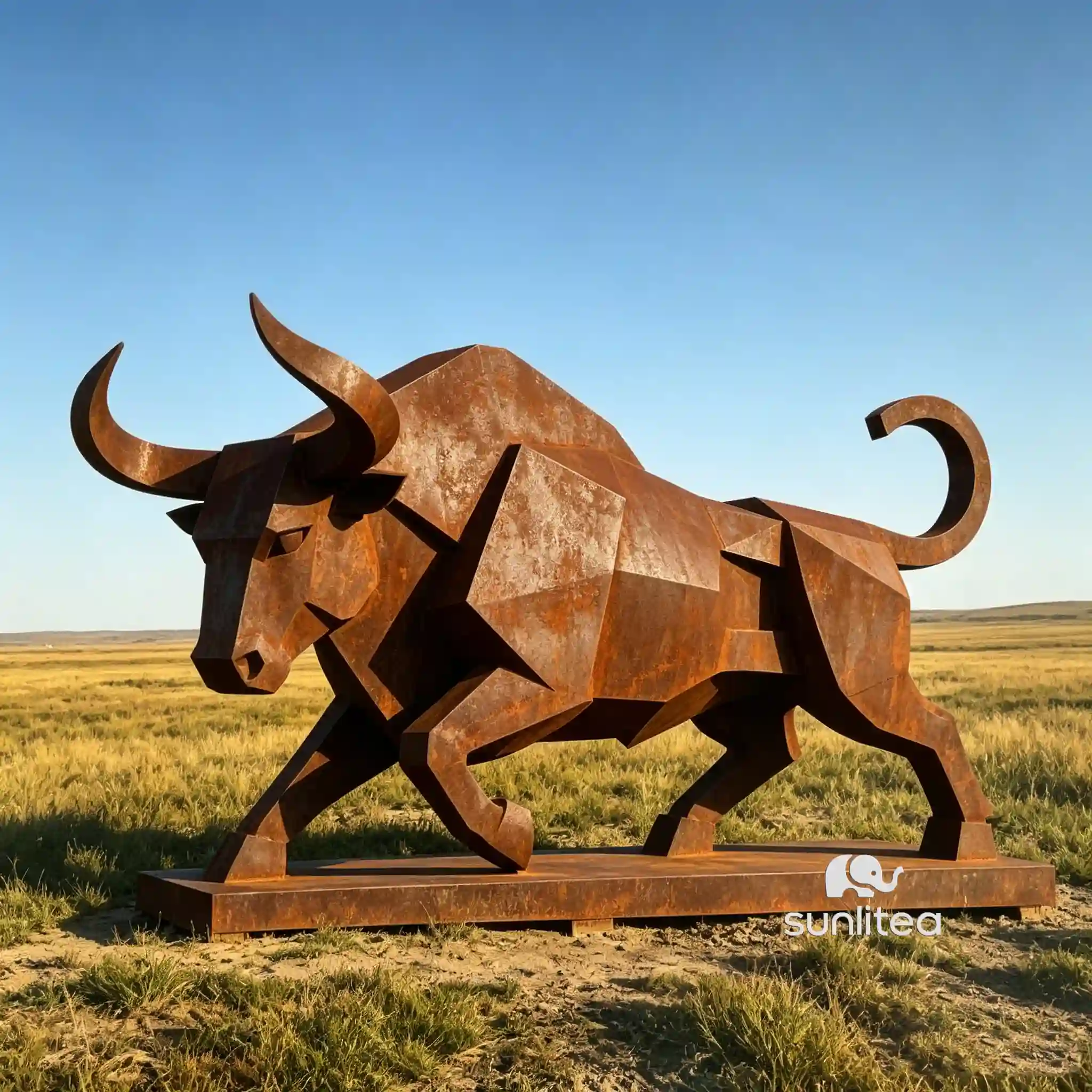 Corten Steel Animal Abstract Bull Sculpture