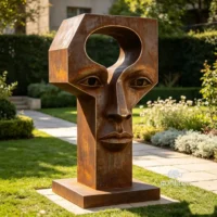 Corten Steel Decorative Abstract Face Sculpture