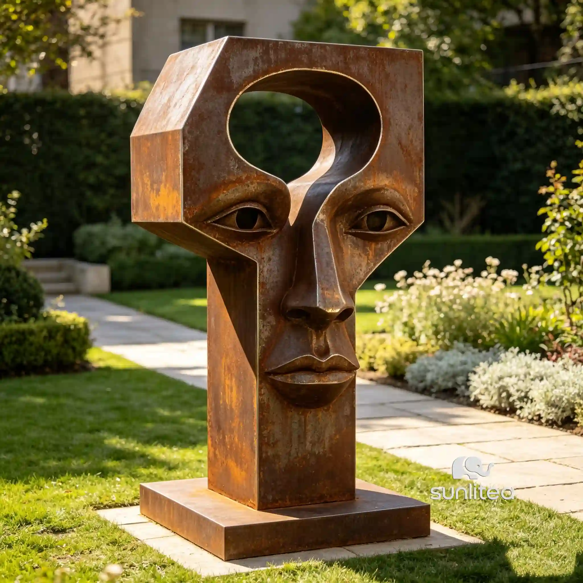 Corten Steel Decorative Abstract Face Sculpture
