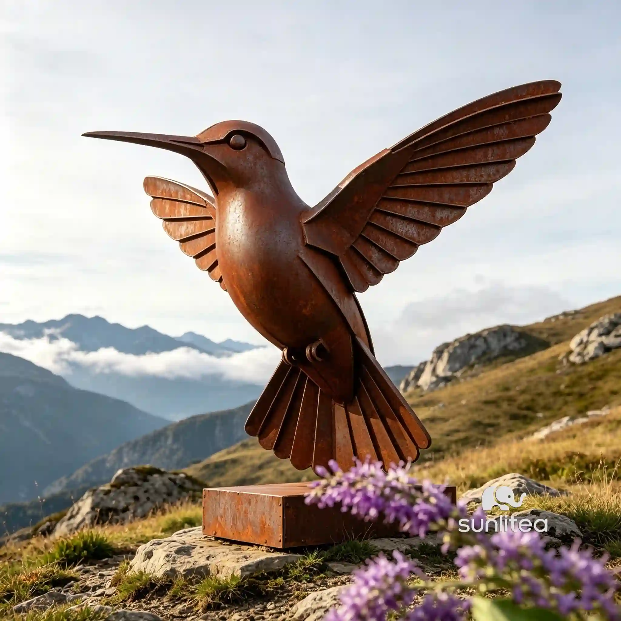 Corten Steel Hummingbird Sculpture