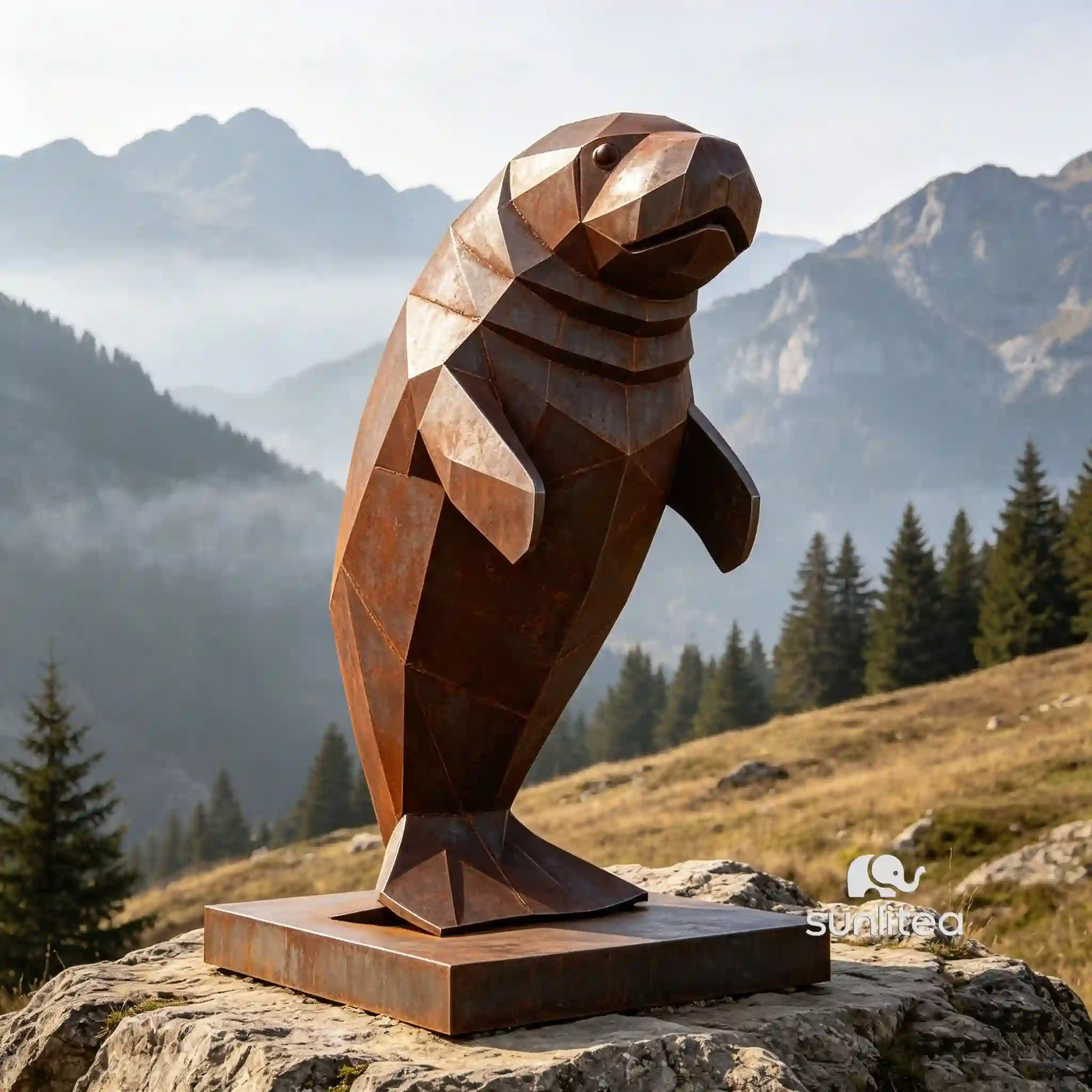 Corten Steel Manatee Sculpture