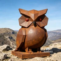 Corten Steel Outdoor Owl Sculpture