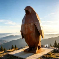 Corten Steel Penguin Sculpture