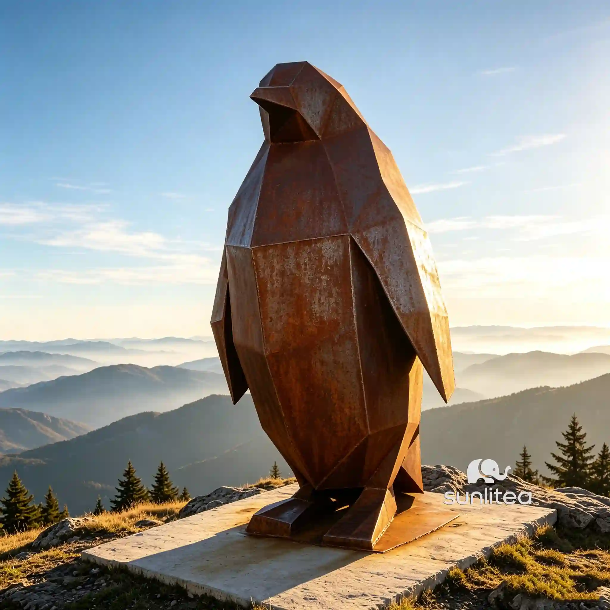 Corten Steel Penguin Sculpture
