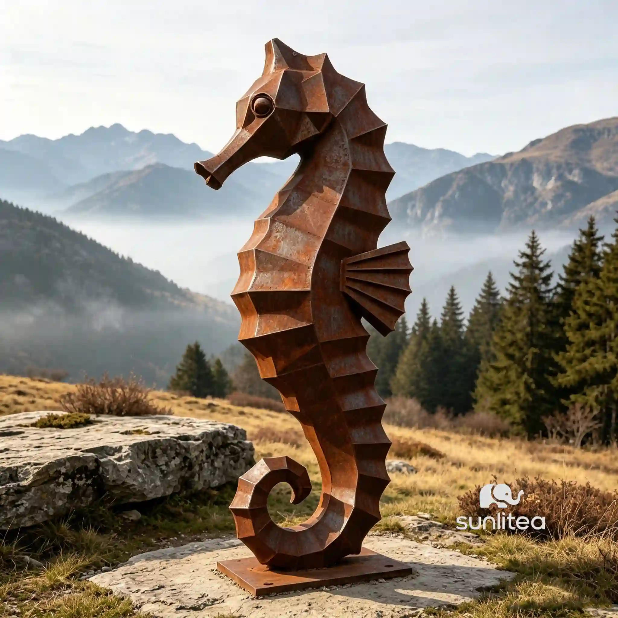 Corten Steel Seahorse Sculpture