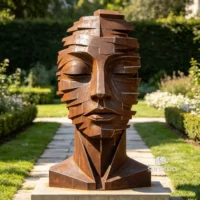 Corten Steel Woman Face Sculpture