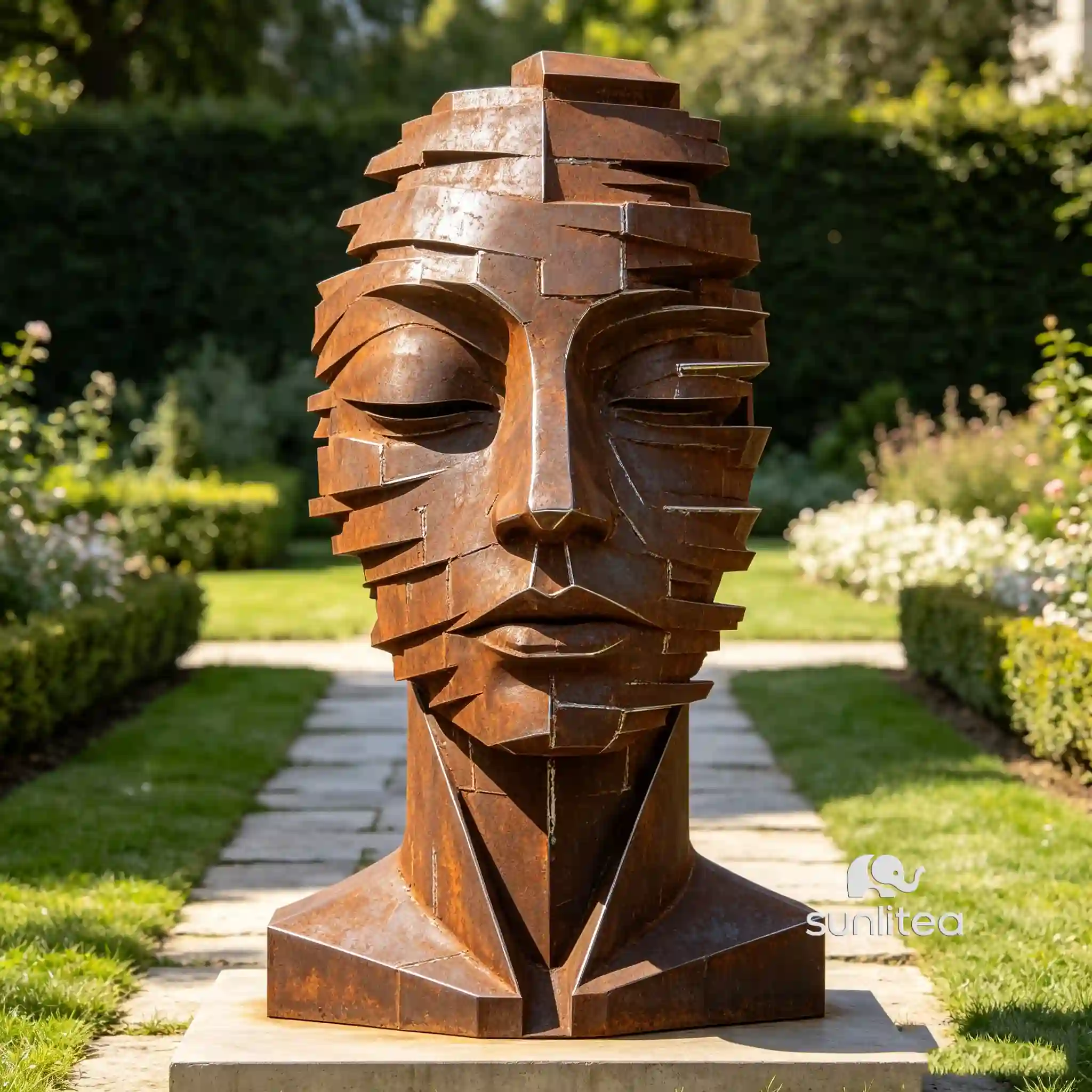 Corten Steel Woman Face Sculpture