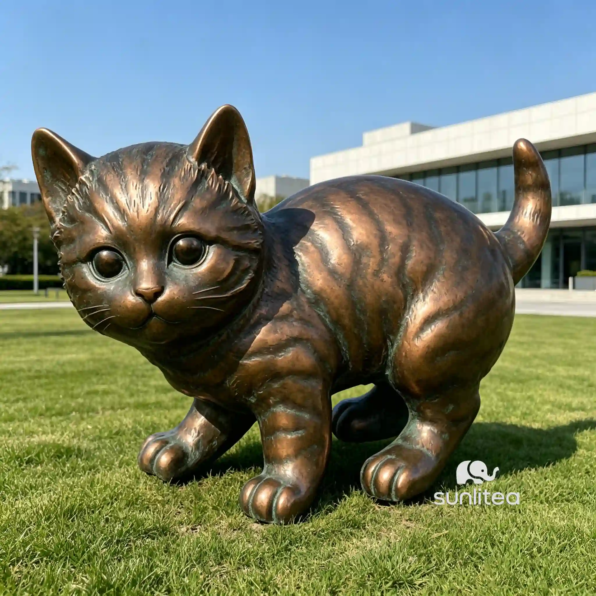 Crouching Cat Statue